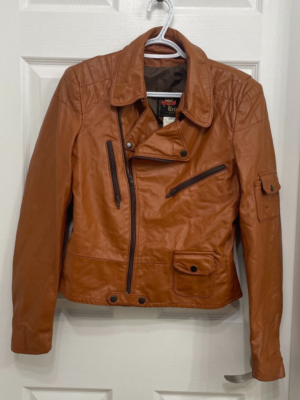 Vintage 70s/80s Golden Crown by Bristol Leather Jacket — Tan/Cognac Cropped Moto